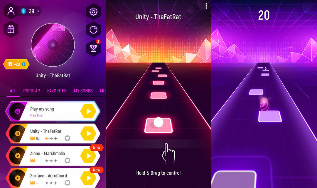 Music Unity-Thefatrat : 5 game Tiles Hop, Hope Ball,Don t Beat